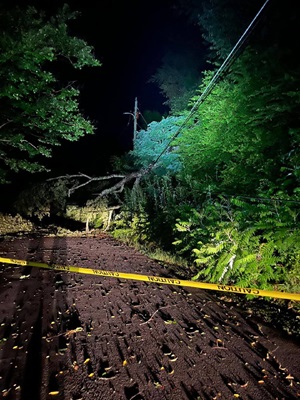 Power lines down in Van Buren County