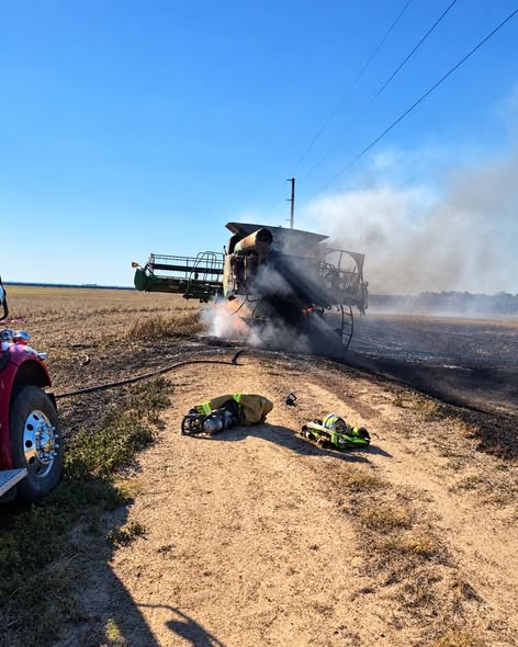 PHOTOS: Farm Equipment Bursts Into Flames As Firefighters Respond In Arkansas