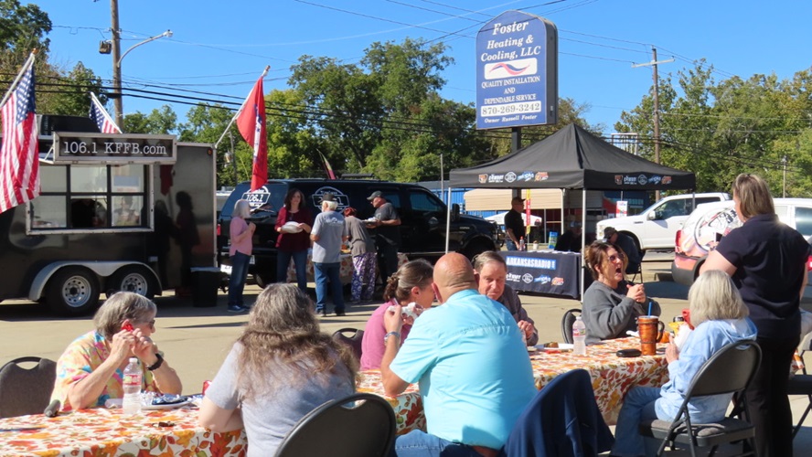 Crowd with the KFFB trailer at Foster Heating & Air Customer Appreciation Day 2026 in Mountain View