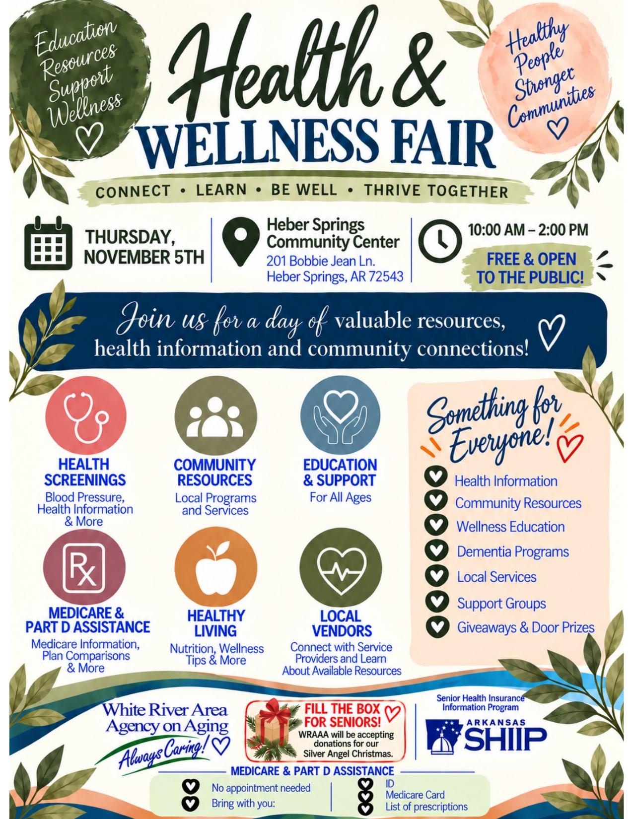 Health and Wellness Fair flyer, Heber Springs Community Center, November 5