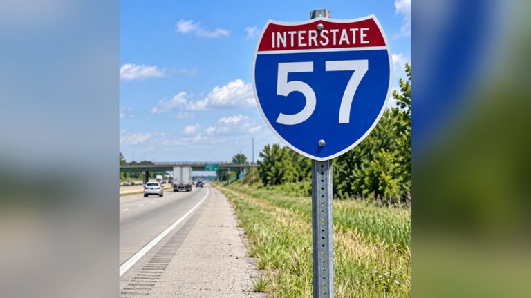Interstate 57 highway sign near Cabot Arkansas