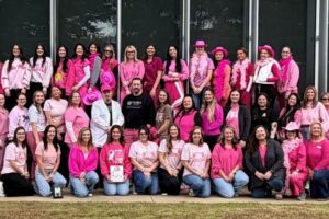 Ozarka College students and staff dressed in pink for Pink Out Day