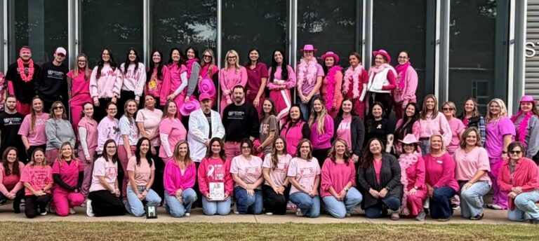 Ozarka College students and staff dressed in pink for Pink Out Day