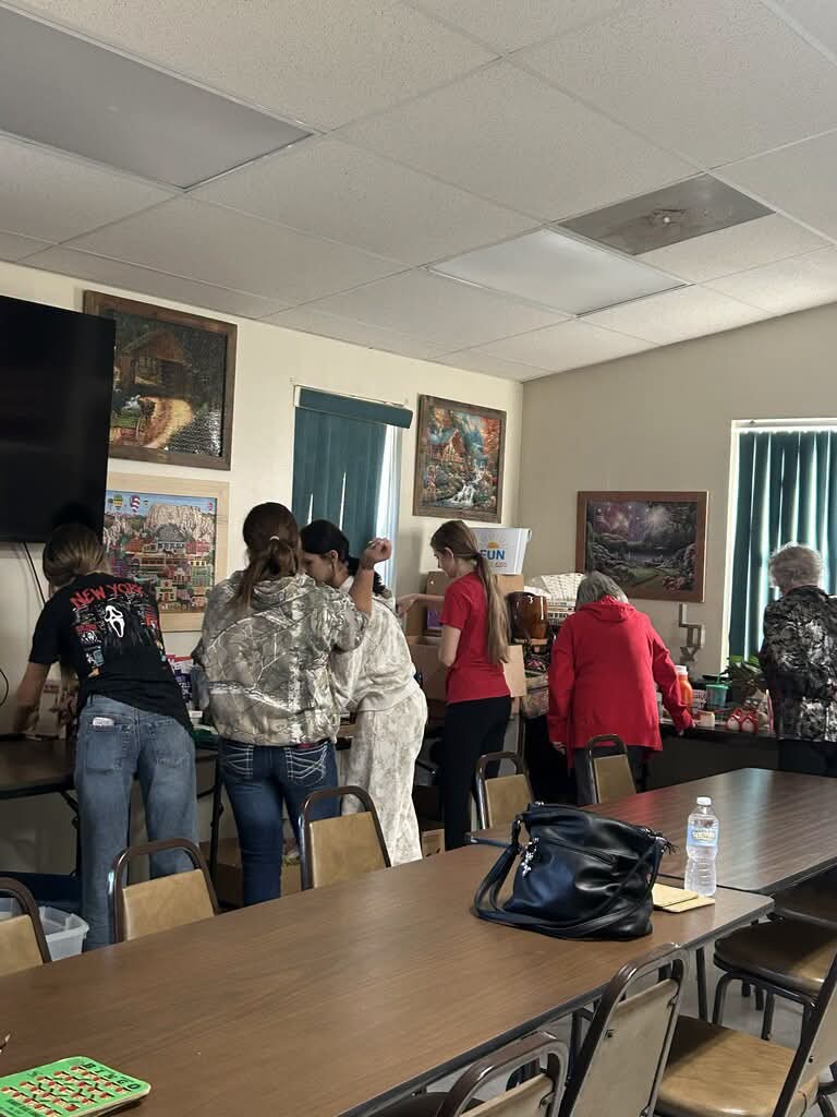 Pangburn FBLA students and seniors at the Pangburn Senior Citizen Center